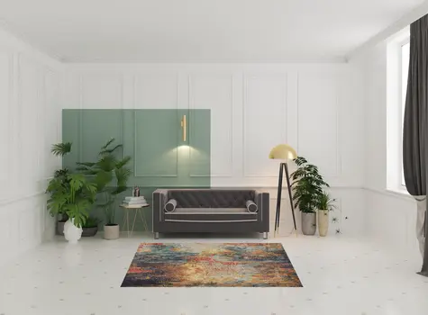 5' X 7' Multicolor Abstract Power Loom Non Skid Area Rug