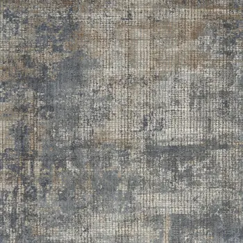 5' X 7' Blue And Beige Abstract Power Loom Distressed Non Skid Area Rug