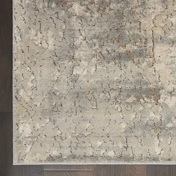 2' X 8' Beige And Grey Abstract Power Loom Non Skid Runner Rug