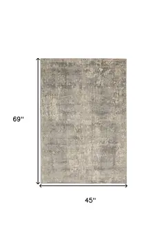 4' X 6' Beige And Grey Abstract Power Loom Non Skid Area Rug