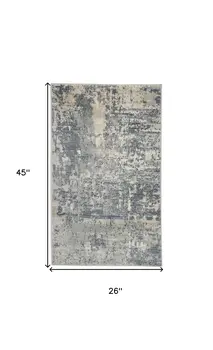 2' X 4' Beige And Gray Abstract Distressed Area Rug