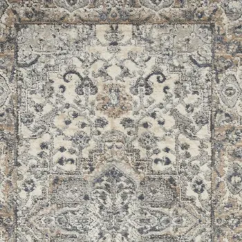 3' X 5' Ivory And Grey Oriental Power Loom Non Skid Area Rug