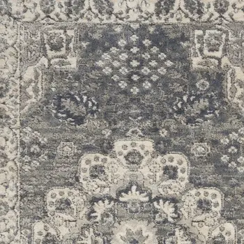 3' X 5' Grey And Ivory Oriental Power Loom Non Skid Area Rug