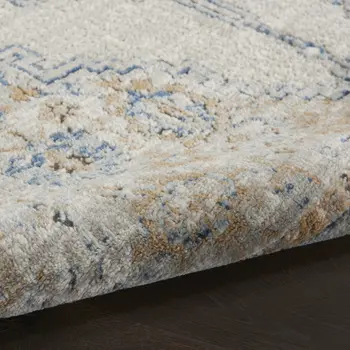 2' X 4' Grey And Light Blue Oriental Power Loom Non Skid Area Rug