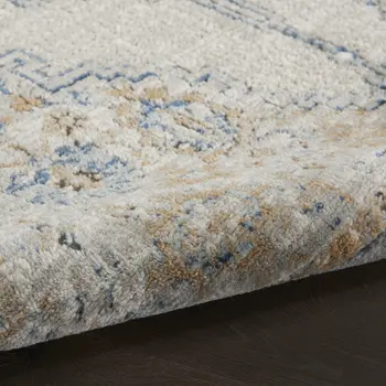 3' X 5' Grey And Light Blue Oriental Power Loom Non Skid Area Rug