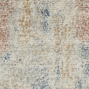 3' X 5' Ivory Abstract Power Loom Distressed Non Skid Area Rug