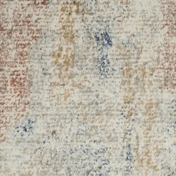 3' X 5' Ivory Abstract Power Loom Distressed Non Skid Area Rug
