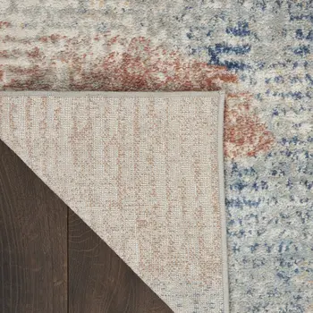 5' X 7' Ivory Abstract Power Loom Distressed Non Skid Area Rug