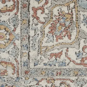 2' X 4' Ivory And Blue Oriental Power Loom Non Skid Area Rug