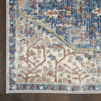 2' X 4' Blue And Grey Oriental Power Loom Non Skid Area Rug