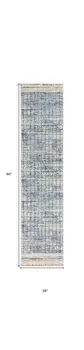 2' X 8' Blue Abstract Power Loom Distressed Non Skid Runner Rug