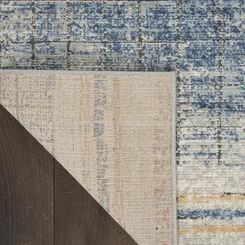 2' X 8' Blue Abstract Power Loom Distressed Non Skid Runner Rug