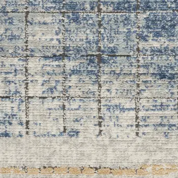 3' X 5' Blue Abstract Power Loom Distressed Non Skid Area Rug