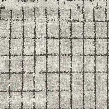 2' X 4' Ivory And Grey Abstract Power Loom Distressed Non Skid Area Rug