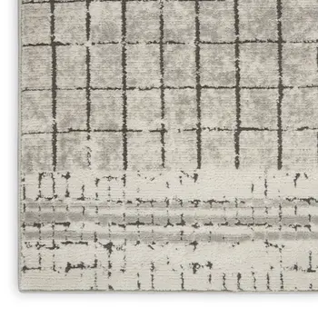 3' X 5' Ivory And Grey Abstract Power Loom Distressed Non Skid Area Rug