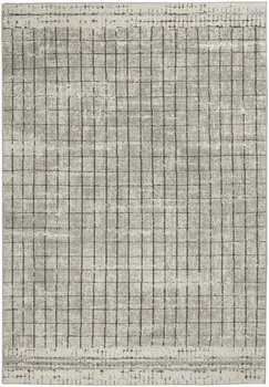 4' X 6' Ivory And Grey Abstract Power Loom Distressed Non Skid Area Rug