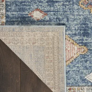 3' X 5' Blue Southwestern Power Loom Non Skid Area Rug
