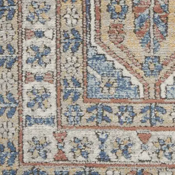 2' X 4' Blue Southwestern Power Loom Non Skid Area Rug