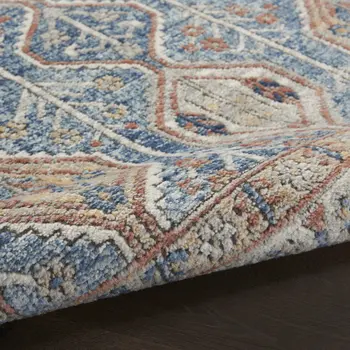 4' X 6' Blue Southwestern Power Loom Non Skid Area Rug