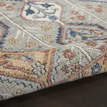 4' X 6' Grey Southwestern Power Loom Non Skid Area Rug