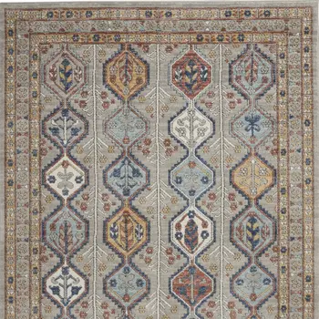 4' X 6' Grey Southwestern Power Loom Non Skid Area Rug
