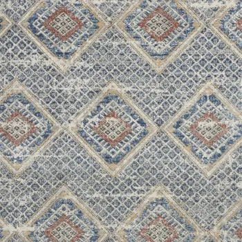 4' X 6' Blue And Ivory Southwestern Power Loom Non Skid Area Rug