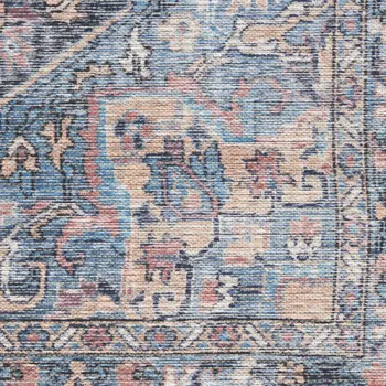 4' X 6' Light Blue Oriental Power Loom Distressed Washable Area Rug