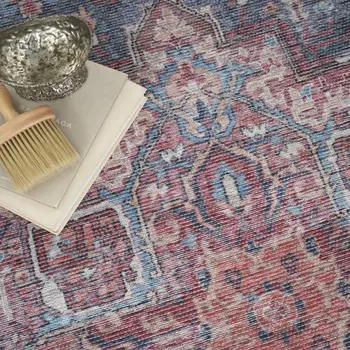 4' X 6' Multicolor Oriental Power Loom Distressed Washable Area Rug