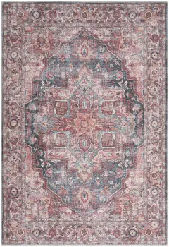5' X 7' Multicolor Oriental Power Loom Distressed Washable Area Rug