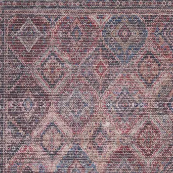 2' X 4' Maroon Oriental Power Loom Distressed Washable Area Rug