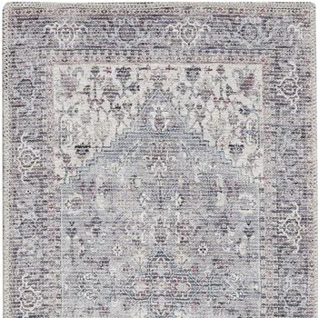 2' X 6' Grey Oriental Power Loom Distressed Washable Runner Rug