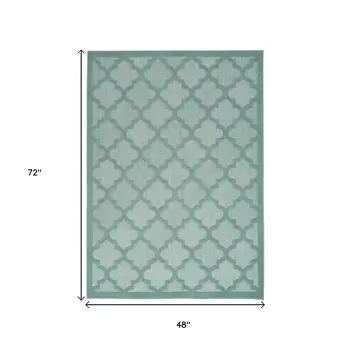 4' X 6' Aqua Indoor Outdoor Area Rug