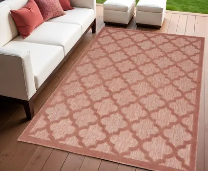 4' X 6' Coral Indoor Outdoor Area Rug