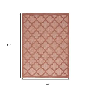 5' X 7' Coral Indoor Outdoor Area Rug