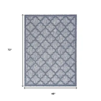 4' X 6' Denim Blue Indoor Outdoor Area Rug