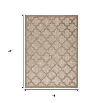4' X 6' Beige Indoor Outdoor Area Rug