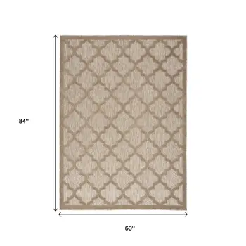 5' X 7' Beige Indoor Outdoor Area Rug