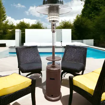 48000 BTU Bronze Steel Propane Cylindrical Pole Standing Patio Heater