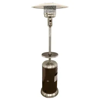 48000 BTU Silver Steel Propane Cylindrical Pole Standing Patio Heater