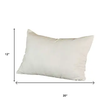 Set of Two 12" X 20" White Fabric Lumbar Throw Pillow Covers