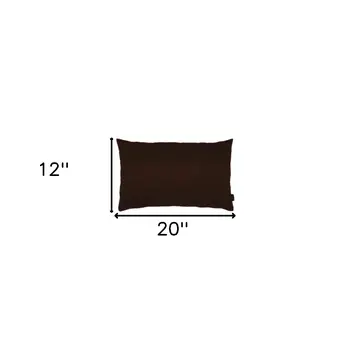 Set Of Two 12" X 20" Brown Zippered Polyester Lumbar Pillow Cover