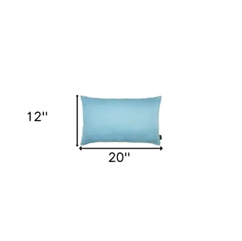 Set Of Two 12" X 20" Sky Blue Polyester Zippered Pillow Cover
