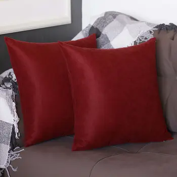 Set of Two Red Throw Pillow Covers