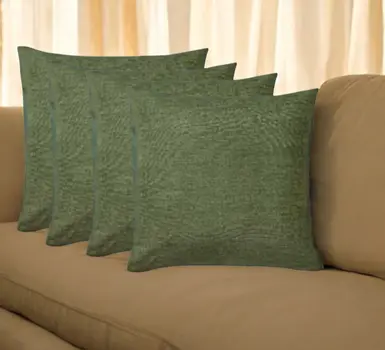 Set Of Four 17" X 17" Fern Green Polyester Zippered Pillow Cover