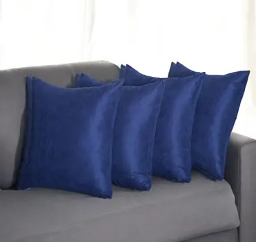 Set Of Four 17" X 17" Navy Blue Polyester Zippered Pillow Cover