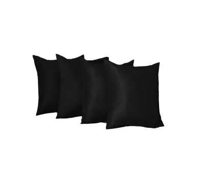 Set Of Four 17" X 17" Black Polyester Zippered Pillow Cover