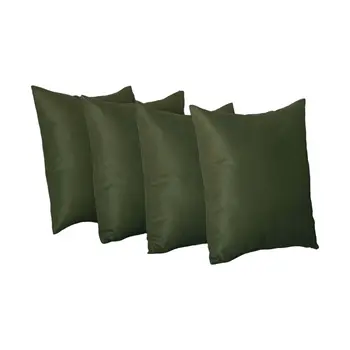 Set Of Four 18" X 18" Fern Green Polyester Zippered Pillow Cover