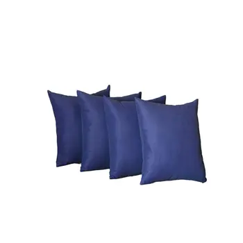 Set Of Four 18" X 18" Sapphire Blue Polyester Zippered Pillow Cover