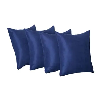 Set Of Four 20" X 20" Navy Blue Polyester Zippered Pillow Cover