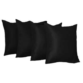 Set of Four 20" Black Fabric Throw Pillow Covers